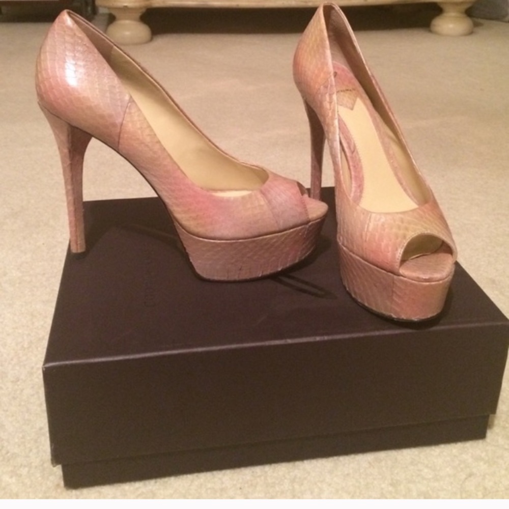 Peep toe Brian Atwood heels. Worn once w box